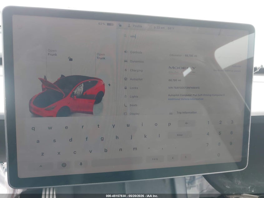 2022 Tesla Model y VIN 7SAYGDEF3NF488410 IAAI salvage auction — SIDE, Clear (Oklahoma), sold $25 on 2026-08-01 (photo 7)