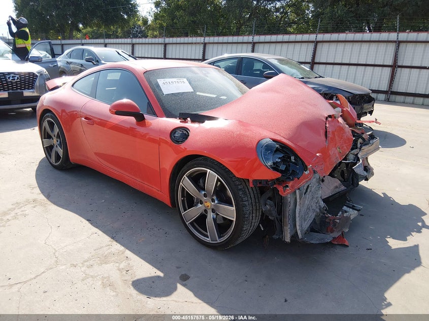 2017 Porsche 911 VIN WP0AA2A92HS107271 IAAI salvage auction — FRONT END, Salvage (Texas), sold $23,500 on 2026-07-14 (photo 1)