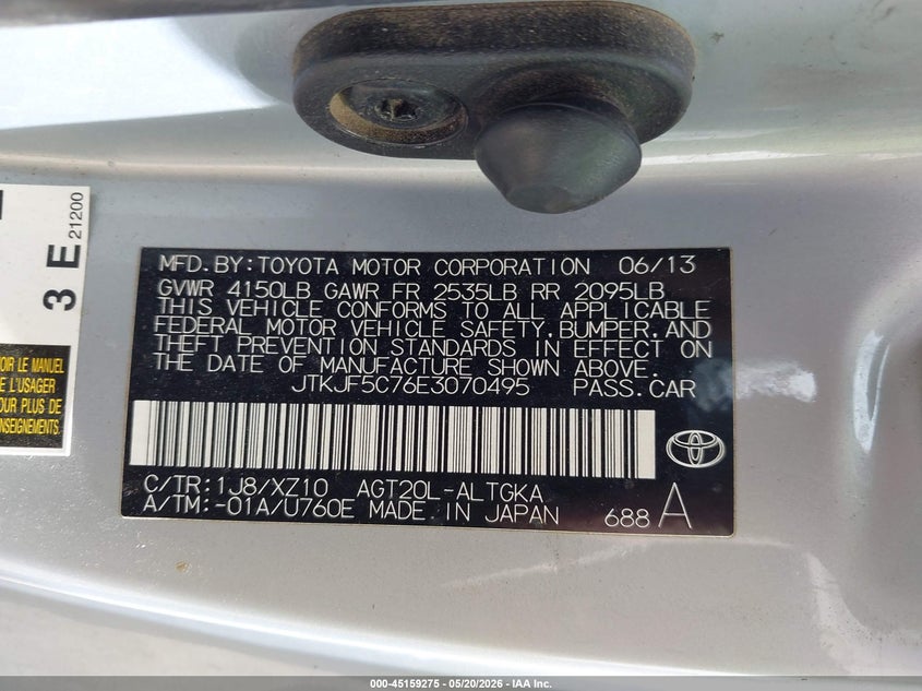 2014 Scion Tc VIN JTKJF5C76E3070495 IAAI salvage auction — FRONT END, Salvage (New Mexico), sold $25 on 2026-07-29 (photo 9)
