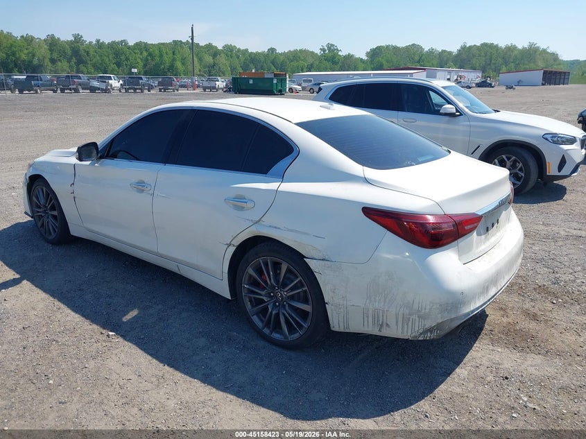 2020 Infiniti Q50 VIN JN1FV7ARXLM660600 IAAI salvage auction — LEFT SIDE, Salvage - Greater Than 75% (Maryland), sold $100 on 2026-07-27 (photo 3)