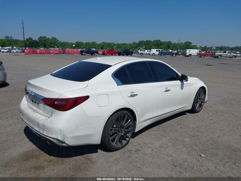 2020 Infiniti Q50 VIN JN1FV7ARXLM660600 IAAI salvage auction — LEFT SIDE, Salvage - Greater Than 75% (Maryland), sold $100 on 2026-07-27 (photo 4)