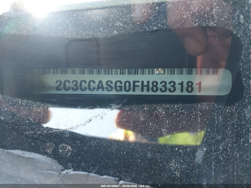 2015 Chrysler 300c VIN 2C3CCASG0FH833181 IAAI salvage auction — FRONT & REAR, Salvage Title, sold $775 on 2026-07-29 (photo 9)
