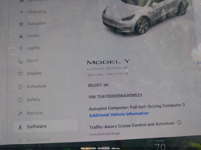 2022 Tesla Model y VIN 7SAYGDEE5NA009523 IAAI salvage auction — REAR END, Salvage (Georgia), sold $11,250 on 2026-07-16 (photo 7)