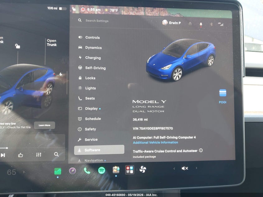 2023 Tesla Model y VIN 7SAYGDEE8PF807570 IAAI salvage auction — LEFT FRONT, Salvage (California), sold $25 on 2026-07-30 (photo 7)
