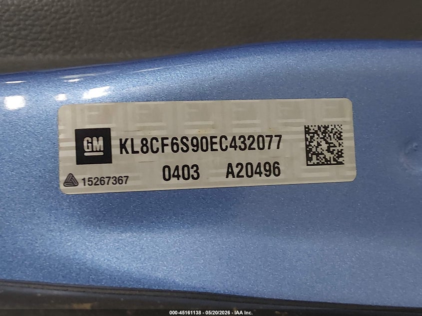 2014 Chevrolet Spark VIN KL8CF6S90EC432077 IAAI salvage auction — NORMAL WEAR, Original (Kentucky), sold $250 on 2026-07-08 (photo 9)