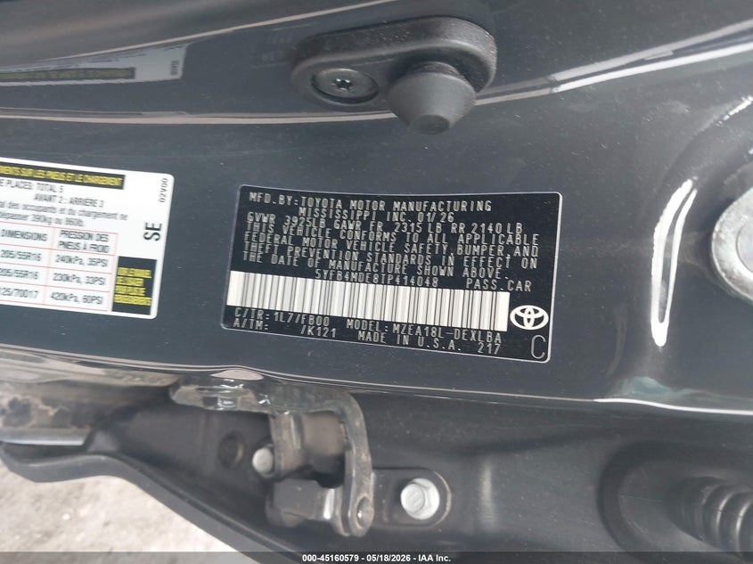 2026 Toyota Corolla VIN 5YFB4MDE8TP414048 IAAI salvage auction — FRONT END, Salvage (Texas), sold $5,900 on 2026-07-15 (photo 9)