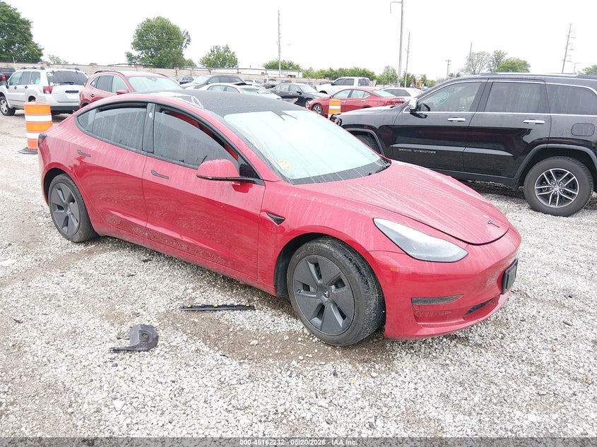 2022 Tesla Model 3 VIN 5YJ3E1EAXNF354834 IAAI salvage auction — LEFT FRONT, Salvage (Missouri), sold $7,600 on 2026-07-30 (photo 1)