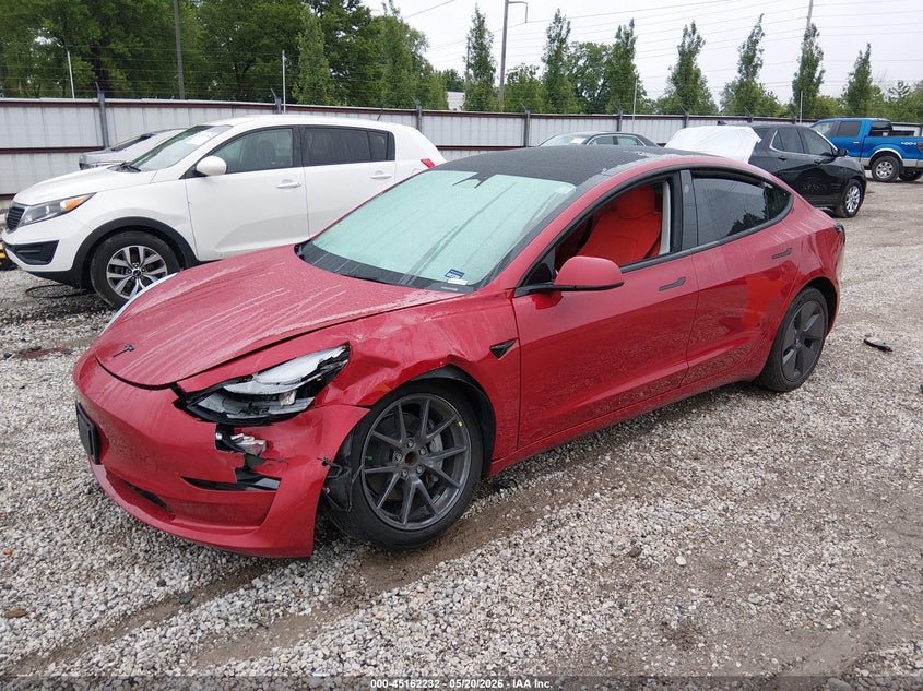 2022 Tesla Model 3 VIN 5YJ3E1EAXNF354834 IAAI salvage auction — LEFT FRONT, Salvage (Missouri), sold $7,600 on 2026-07-30 (photo 2)