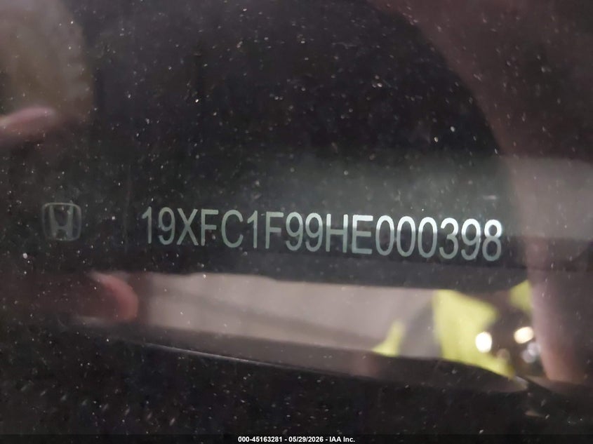2017 Honda Civic VIN 19XFC1F99HE000398 IAAI salvage auction — HAIL, Regular Certificate (Iowa), sold $6,950 on 2026-07-28 (photo 9)