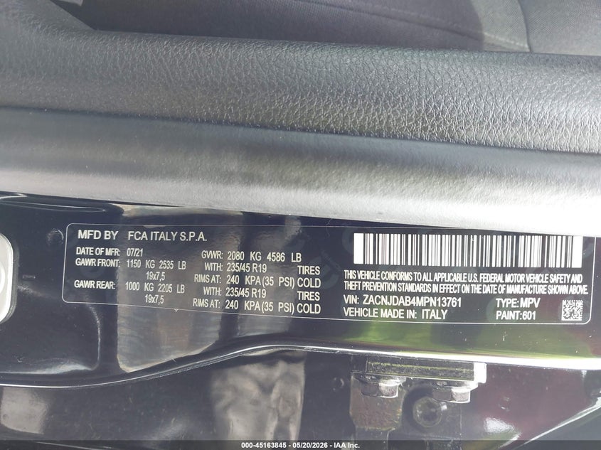 2021 Jeep Renegade VIN ZACNJDAB4MPN13761 IAAI salvage auction — FRONT END, Salvage (Missouri), sold $1,300 on 2026-07-28 (photo 9)
