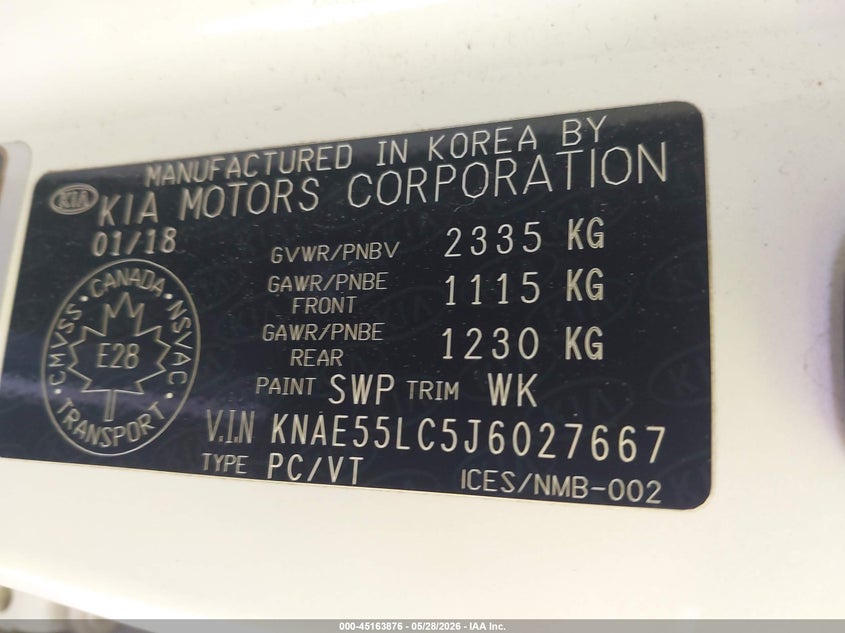 2018 Kia Stinger VIN KNAE55LC5J6027667 IAAI salvage auction — FRONT END, Salvage Title, sold $3,300 on 2026-07-07 (photo 9)