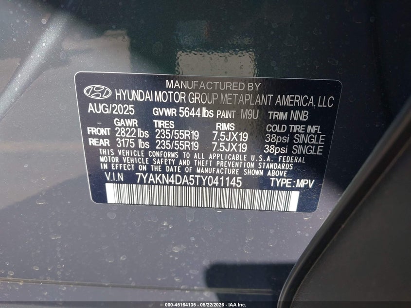 2026 Hyundai Ioniq 5 VIN 7YAKN4DA5TY041145 IAAI salvage auction — FRONT END, Salvage (California), sold $14,000 on 2026-07-20 (photo 9)