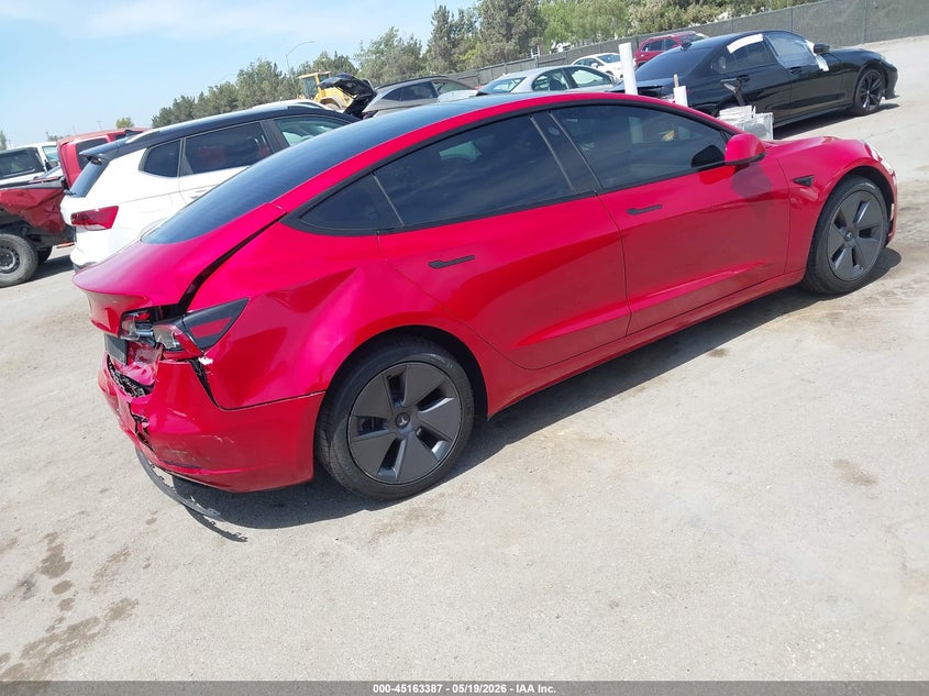 2023 Tesla Model 3 VIN 5YJ3E1EA3PF510053 IAAI salvage auction — REAR END, Salvage (California), sold $575 on 2026-07-30 (photo 4)