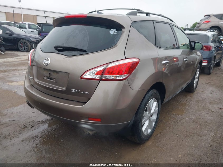 2012 Nissan Murano VIN JN8AZ1MW4CW228751 IAAI salvage auction — UNDERCARRIAGE, Clear (Oklahoma), sold $725 on 2026-07-15 (photo 4)