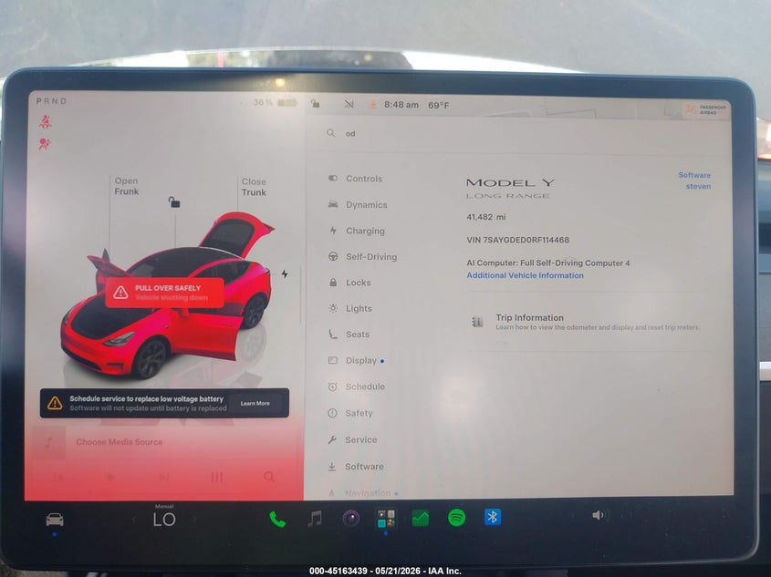 2024 Tesla Model y VIN 7SAYGDED0RF114468 IAAI salvage auction — LEFT SIDE, Salvage (California), sold $6,800 on 2026-07-29 (photo 7)