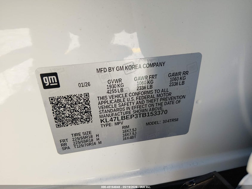 2026 Buick Envista VIN KL47LBEP3TB153370 IAAI salvage auction — LEFT FRONT, Rebuildable (Florida), sold $9,650 on 2026-07-13 (photo 9)