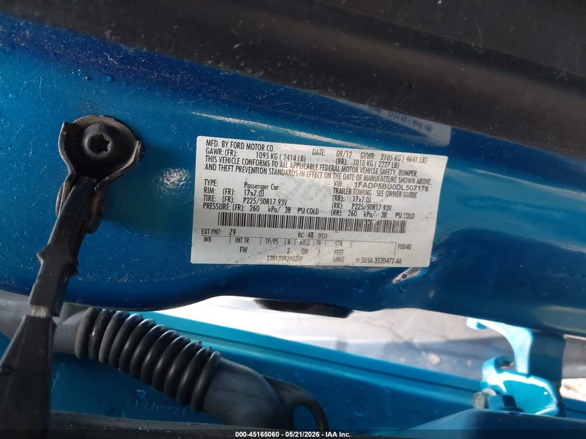 2013 Ford C-max VIN 1FADP5BU0DL507176 IAAI salvage auction — LEFT SIDE, Salvage Title, sold $25 on 2026-07-31 (photo 9)