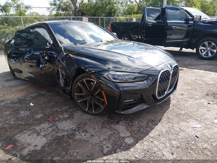 2021 BMW 4er VIN WBA53AP07MCF99220 IAAI salvage auction — RIGHT FRONT, Rebuildable (Florida), sold $14,975 on 2026-07-13 (photo 1)