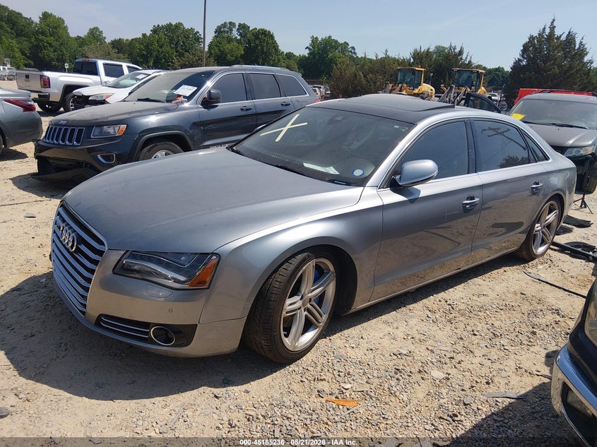 2013 Audi A8 VIN WAURGAFD2DN025510 IAAI salvage auction — RIGHT FRONT, Salvage (North Carolina), sold $1,650 on 2026-07-13 (photo 2)