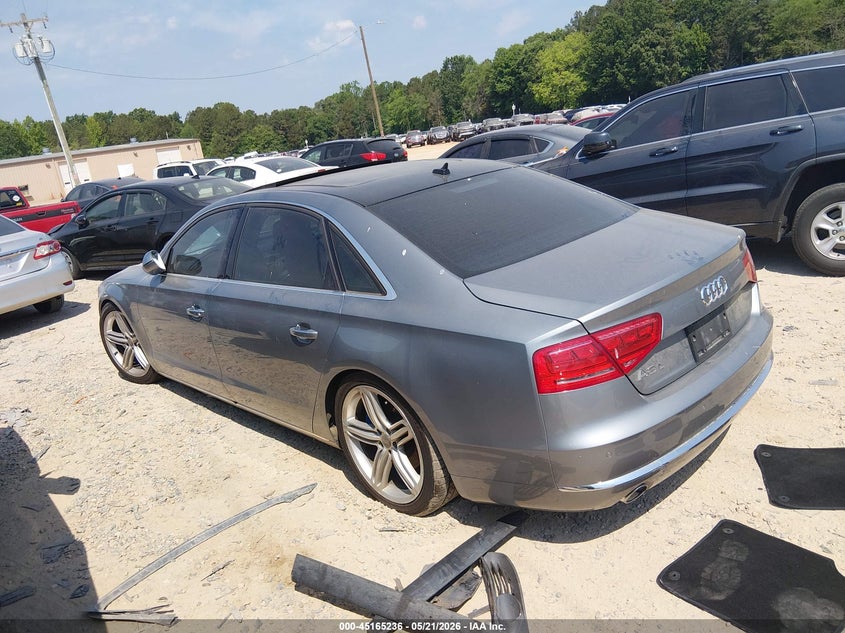 2013 Audi A8 VIN WAURGAFD2DN025510 IAAI salvage auction — RIGHT FRONT, Salvage (North Carolina), sold $1,650 on 2026-07-13 (photo 3)