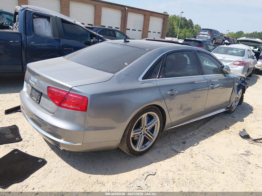 2013 Audi A8 VIN WAURGAFD2DN025510 IAAI salvage auction — RIGHT FRONT, Salvage (North Carolina), sold $1,650 on 2026-07-13 (photo 4)