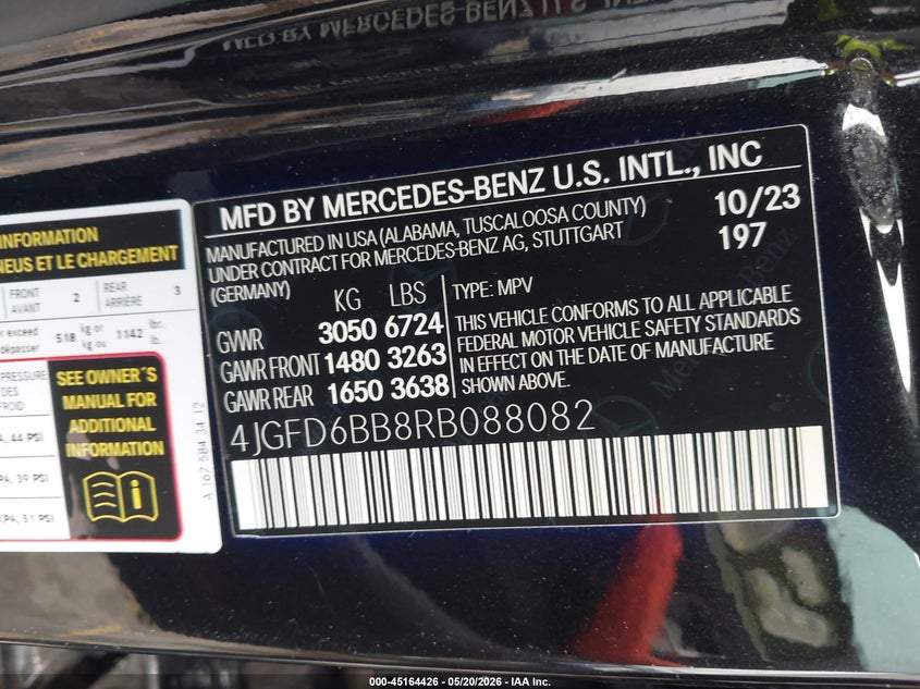 2024 Mercedes-benz Amg gle coupe VIN 4JGFD6BB8RB088082 IAAI salvage auction — FRONT END, Salvage Title, sold $29,100 on 2026-09-02 (photo 9)
