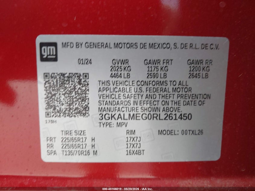 2024 Gmc Terrain VIN 3GKALMEG0RL261450 IAAI salvage auction — FRONT END, Original (Texas), sold $8,000 on 2026-07-29 (photo 9)
