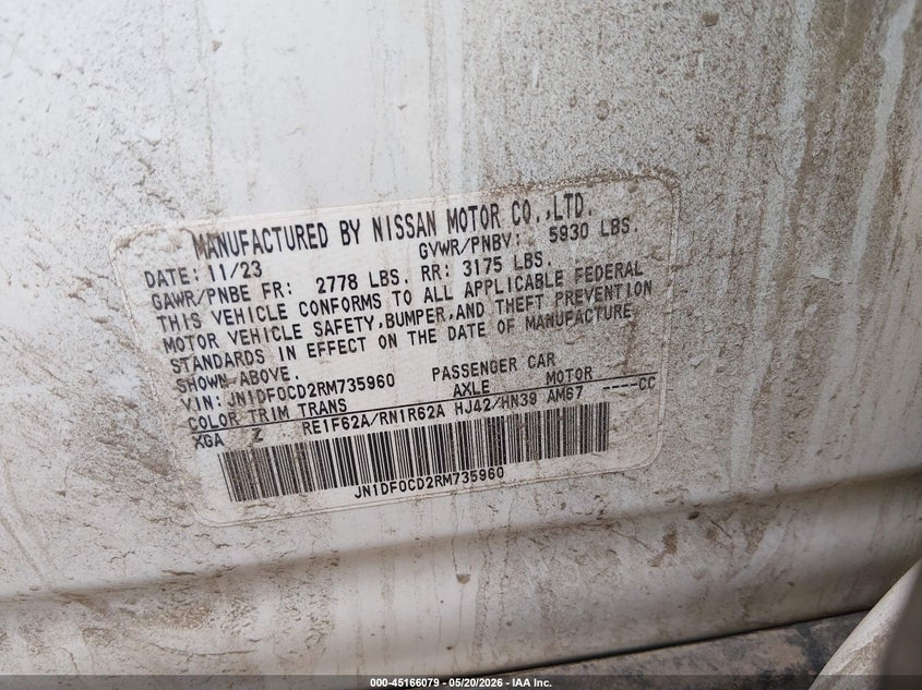2024 Nissan VIN JN1DF0CD2RM735960 IAAI salvage auction — FRONT END, Salvage (Colorado), sold $6,600 on 2026-07-16 (photo 9)