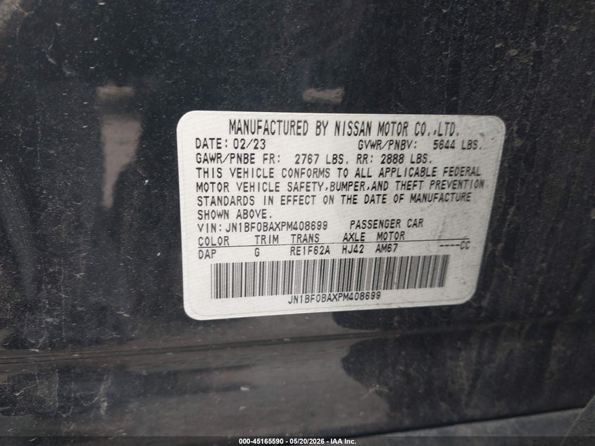 2023 Nissan Ariya VIN JN1BF0BAXPM408699 IAAI salvage auction — FRONT END, Bill Of Sale (Washington), sold $4,650 on 2026-07-30 (photo 9)