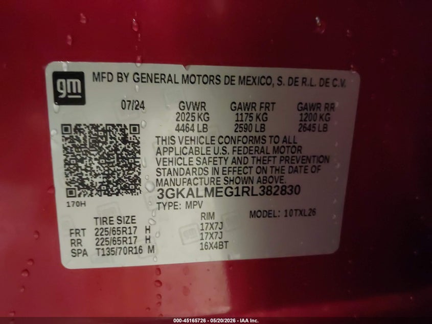 2024 Gmc Terrain VIN 3GKALMEG1RL382830 IAAI salvage auction — RIGHT FRONT, Original (Texas), sold $8,025 on 2026-07-15 (photo 9)