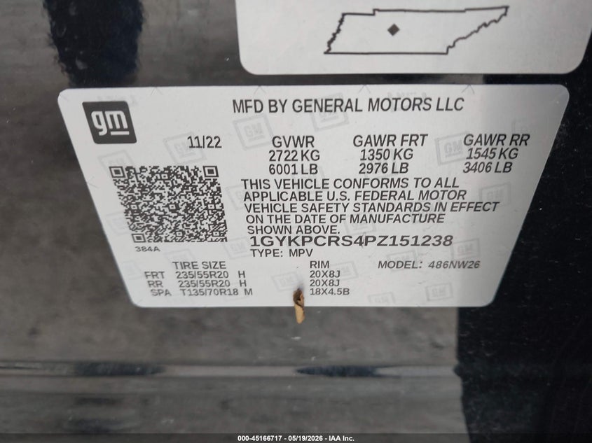 2023 Cadillac Xt6 VIN 1GYKPCRS4PZ151238 IAAI salvage auction — HAIL, Original (Texas), sold $15,000 on 2026-07-29 (photo 9)