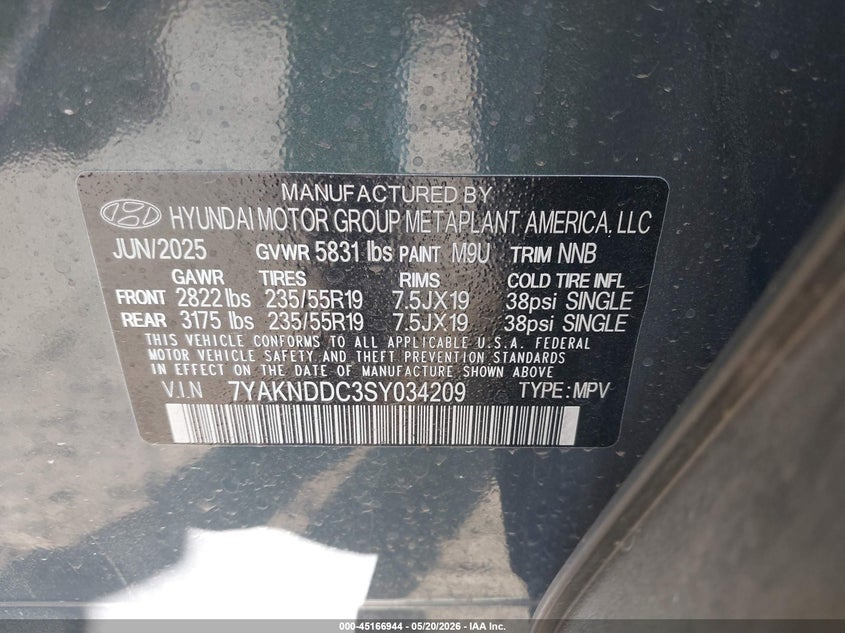 2025 Hyundai Ioniq 5 VIN 7YAKNDDC3SY034209 IAAI salvage auction — REAR END, Salvage - Greater Than 75% (Maryland), sold $16,150 on 2026-07-16 (photo 9)