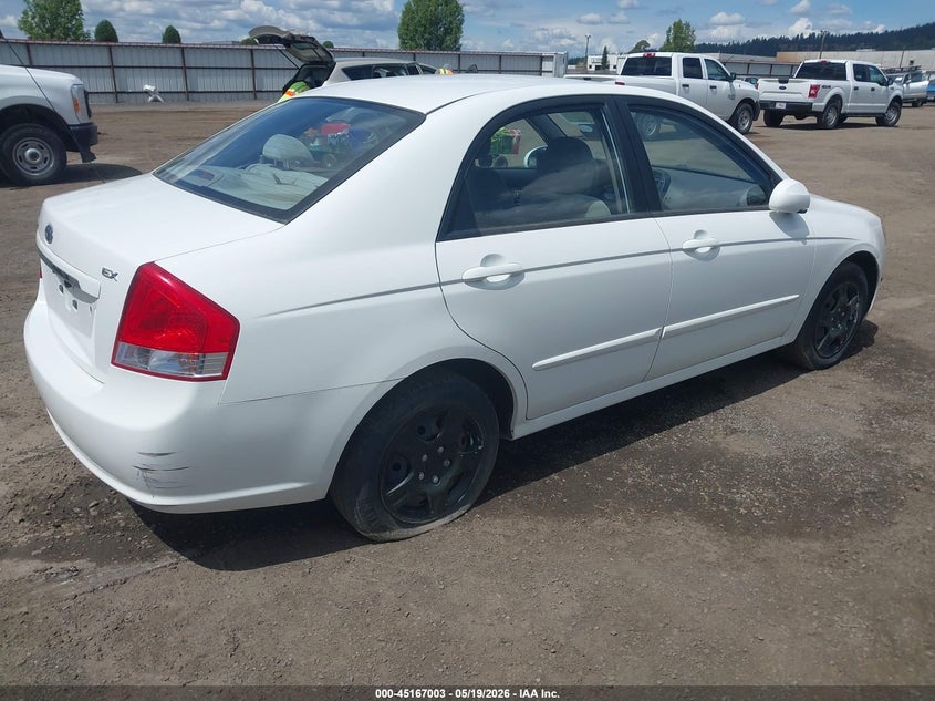 2009 Kia Spectra VIN KNAFE222X95662154 IAAI salvage auction — RIGHT REAR, Clear (Washington), sold $275 on 2026-07-14 (photo 4)