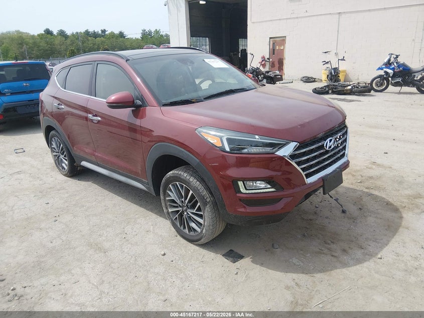 2019 Hyundai Tucson VIN KM8J3CALXKU034458 IAAI salvage auction — LEFT FRONT, Salvage (New Hampshire), sold $2,500 on 2026-07-22 (photo 1)