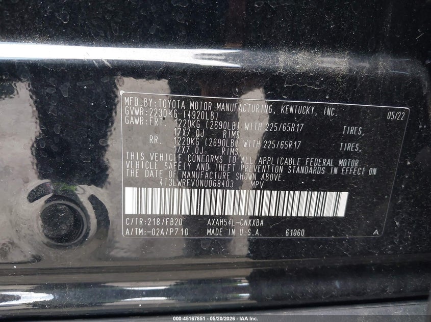 2022 Toyota Rav 4 VIN 4T3LWRFV0NU068403 IAAI salvage auction — FRONT END, Salvage (Idaho), sold $7,600 on 2026-07-10 (photo 9)