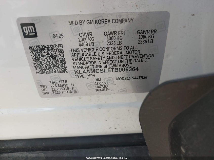 2026 Buick Encore gx VIN KL4AMCSL5TB006364 IAAI salvage auction — REAR END, Salvage (Ohio), sold $7,375 on 2026-07-07 (photo 9)