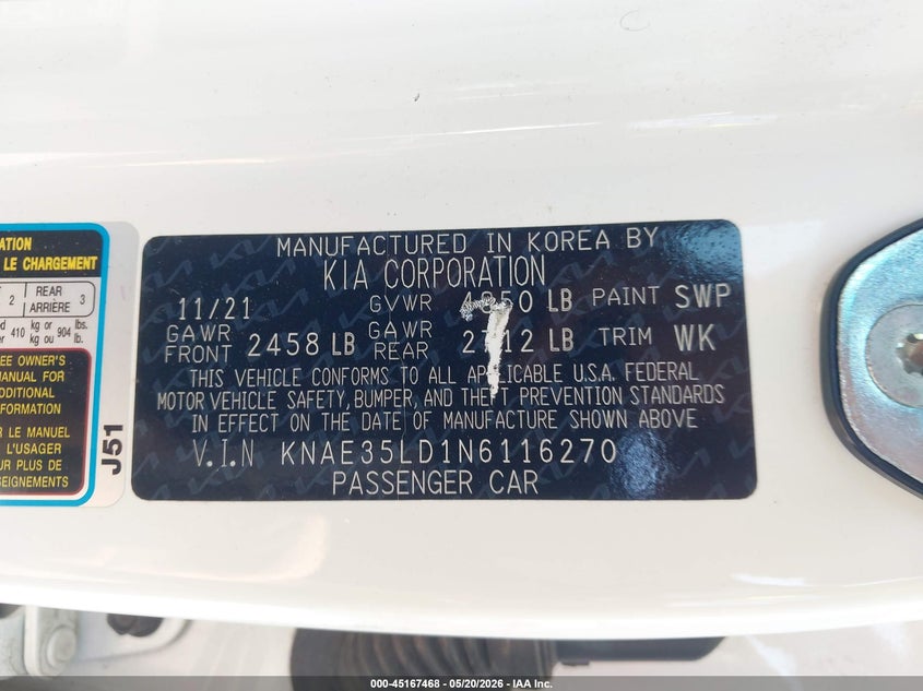 2022 Kia Stinger VIN KNAE35LD1N6116270 IAAI salvage auction — FRONT & REAR, Salvage (Georgia), sold $3,675 on 2026-07-08 (photo 9)