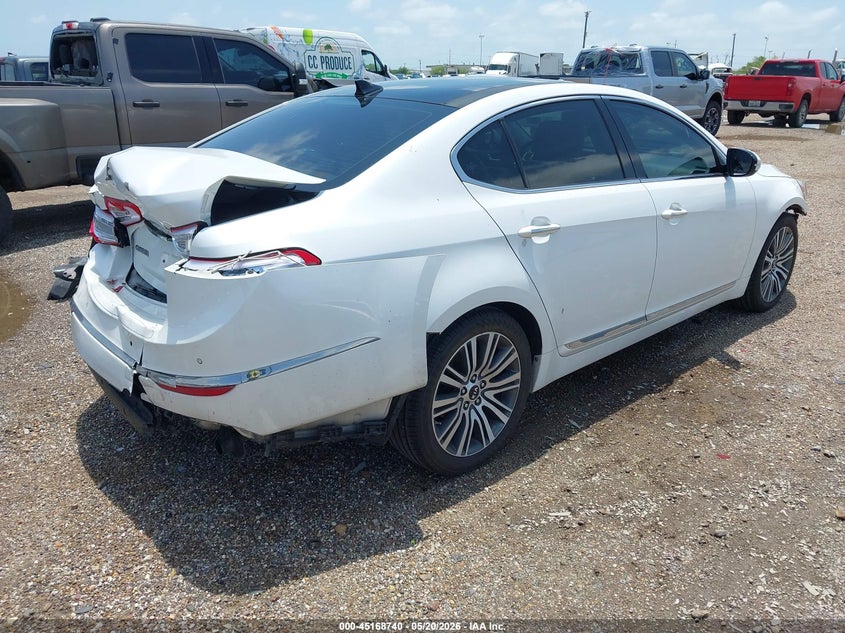 2014 Kia Cadenza VIN KNALN4D79E5167350 IAAI salvage auction — FRONT & REAR, Salvage (Texas), sold $875 on 2026-08-01 (photo 4)