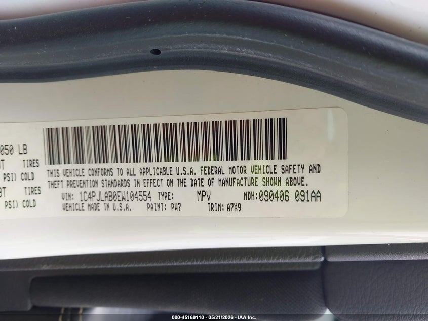 2014 Jeep Cherokee VIN 1C4PJLAB0EW104554 IAAI salvage auction — FRONT END, Salvage (Texas), sold $1,950 on 2026-09-12 (photo 9)
