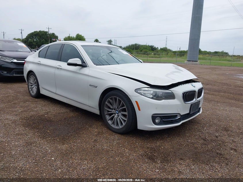 2014 BMW 5er VIN WBA5A5C5XED501840 IAAI salvage auction — LEFT FRONT, Salvage (Texas), sold $1,300 on 2026-08-07 (photo 1)
