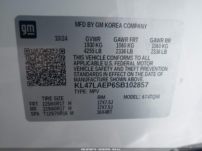 2025 Buick Envista VIN KL47LAEP6SB102857 IAAI salvage auction — FRONT END, Salvage Title, sold $5,100 on 2026-07-13 (photo 9)