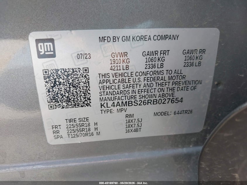 2024 Buick Encore gx VIN KL4AMBS26RB027654 IAAI salvage auction — FRONT END, Salvage (Kansas), sold $2,100 on 2026-07-29 (photo 9)