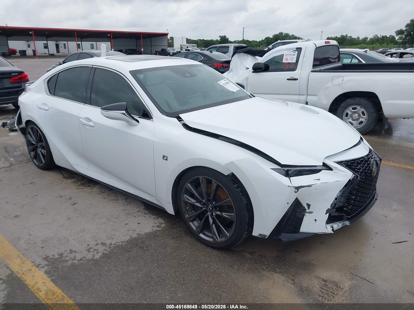 2021 Lexus Is VIN JTHGZ1B22M5037454 IAAI salvage auction — LEFT FRONT, Original (Texas), sold $13,100 on 2026-07-30 (photo 1)