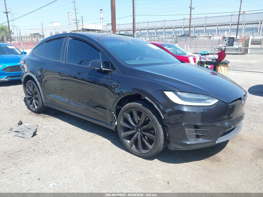 2017 Tesla Model x VIN 5YJXCBE24HF077298 IAAI salvage auction — LEFT FRONT, Salvage (California), sold $7,600 on 2026-07-16 (photo 1)
