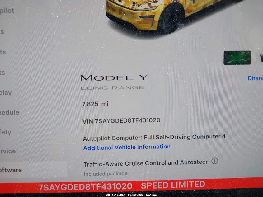 2026 Tesla Model y VIN 7SAYGDED8TF431020 IAAI salvage auction — FRONT END, Salvage (California), sold $20,450 on 2026-07-09 (photo 7)