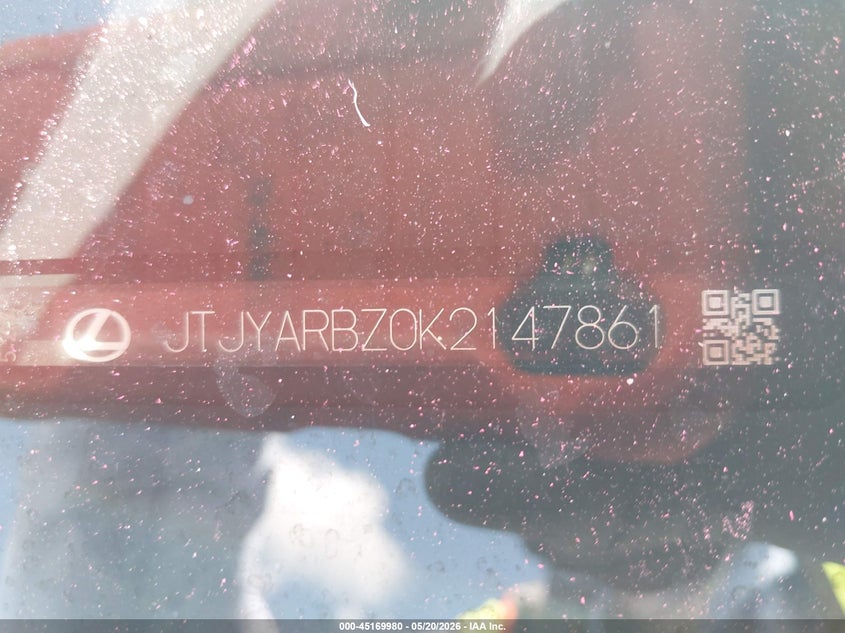 2019 Lexus Nx VIN JTJYARBZ0K2147861 IAAI salvage auction — SIDE, Certificate Of Destruction (Florida), sold $3,700 on 2026-07-11 (photo 9)