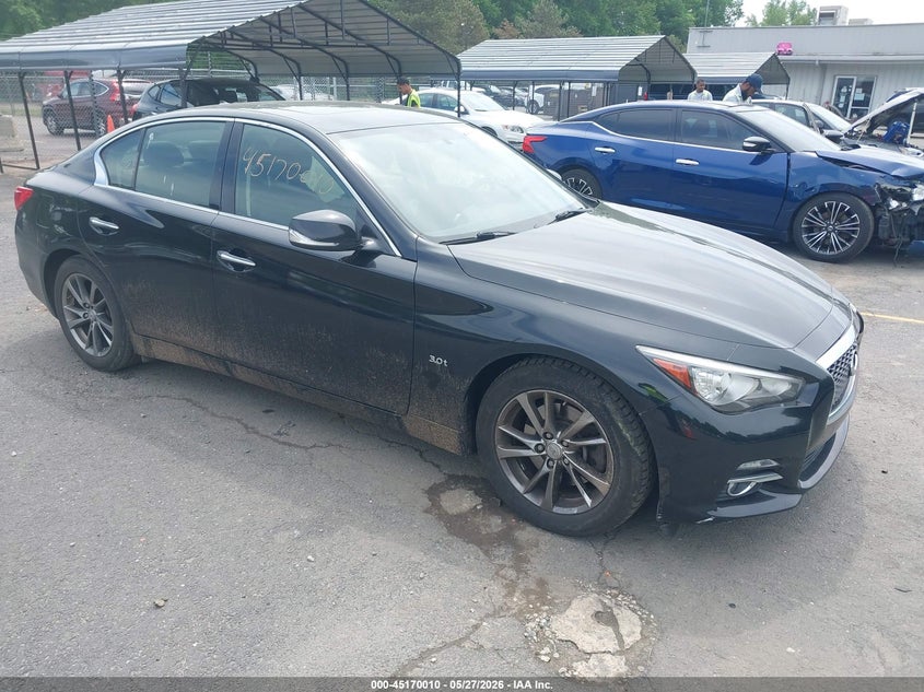 2017 Infiniti Q50 VIN JN1EV7ARXHM840601 IAAI salvage auction — LEFT SIDE, Salvage Title, sold $3,675 on 2026-07-16 (photo 1)