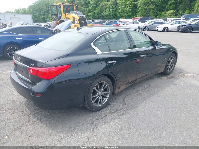 2017 Infiniti Q50 VIN JN1EV7ARXHM840601 IAAI salvage auction — LEFT SIDE, Salvage Title, sold $3,675 on 2026-07-16 (photo 4)