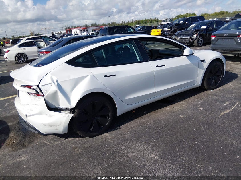 2024 Tesla Model 3 VIN 5YJ3E1EA6RF755769 IAAI salvage auction — RIGHT REAR, Rebuildable (Florida), sold $13,400 on 2026-07-09 (photo 4)