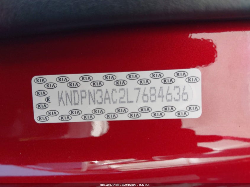 2020 Kia Sportage VIN KNDPN3AC2L7684636 IAAI salvage auction — LEFT SIDE, Salvage (California), sold $2,650 on 2026-07-08 (photo 9)